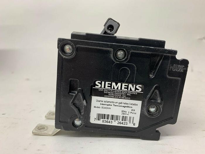 Used B340HH Siemens 40 Amp 240V 3 Pole 65kA@240V Rated Bolt On Circuit Breaker