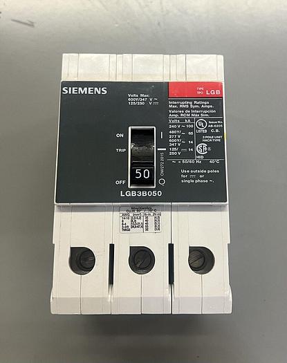 LGB3B050 Siemens 50 Amp 480V 65K 3P Bolt On Circuit Breaker LGB3B050B New 887621220280