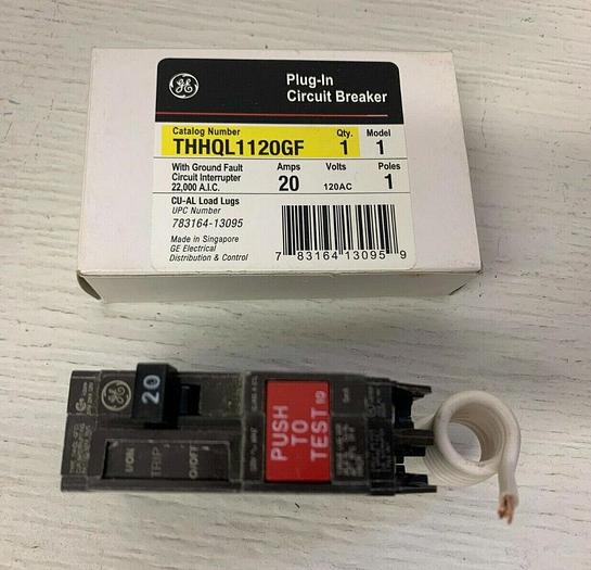 THHQL1120GF GE 20 Amp 120V Ground Fault Circuit Breaker 22K Rated New