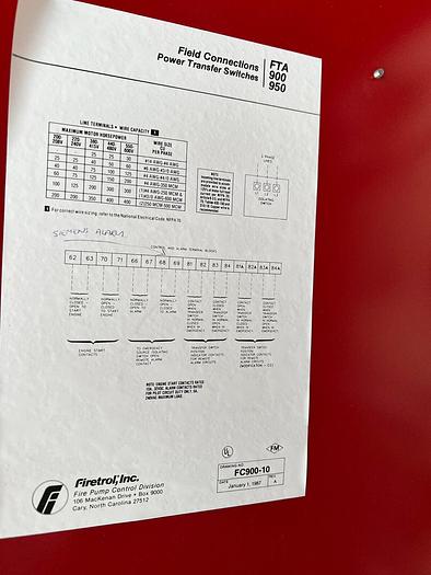Used Firetrol Power Transfer Switch 50HP 100 Amp 480V 3 Phase FTA 900-BD100B