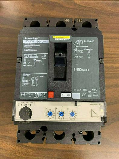 HGM36100U31X Square D 100 Amp 600V 3 Pole Bolt On Circuit Breaker Micrologic 3.2
