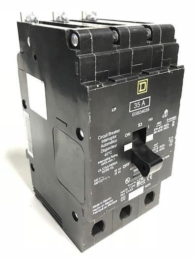 EGB34035 Square D 35 Amp 480V 3 Pole Bolt On Circuit Breaker 35KA@480V New 785901311164