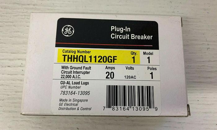 THHQL1120GF GE 20 Amp 120V Ground Fault Circuit Breaker 22K Rated New