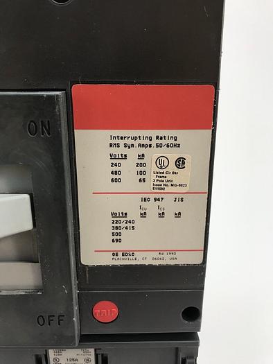 Used SGPA36AT0400 GE 400 Amp 600V 3 Pole Bolt On Circuit Breaker 100KA@480V Spectra