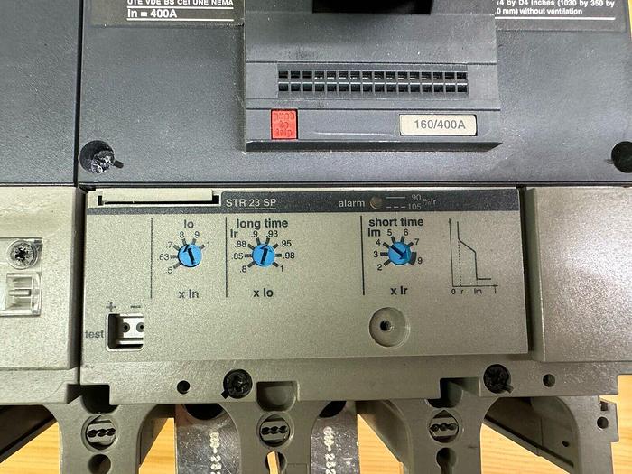 Used NSJ400H Merlin Gerin 400 Amp 600V 4 Pole Circuit Breaker STR23SP Trip Unit