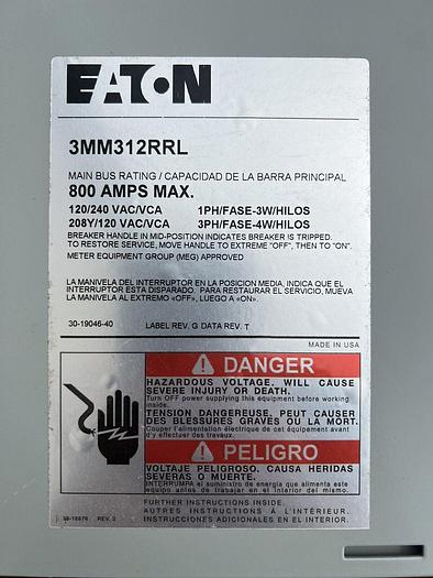 Used 3MM312RRL EATON Cutler Hammer 800 Amp Meter Stack 3 Socket New