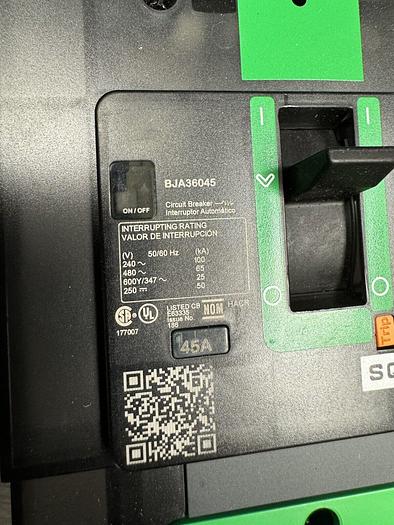 BJA36045 Square D 45 Amp 600V 3 Pole 65kA@480V I-Line Circuit Breaker PowerPact