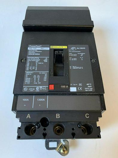 HDA36100SA Square D 100 Amp 600V 3 Pole 18kA@480V with 120V Shunt Trip New
