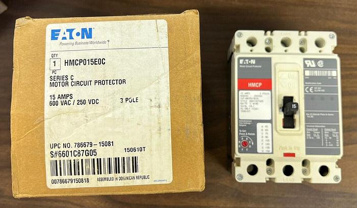 HMCP015E0C Cutler Hammer 15A 600V Motor Circuit Protector Line & Load Lugs New
