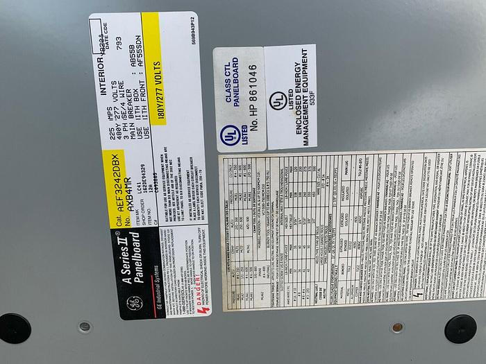 AEF3242DBX GE 225 Amp Main Breaker 480/277V 3P 4W Electrically Operated Panel