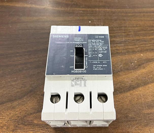 Used HGB3B100 Siemens 100 Amp 480V 3 Pole Bolt On Circuit Breaker HGB3B100B