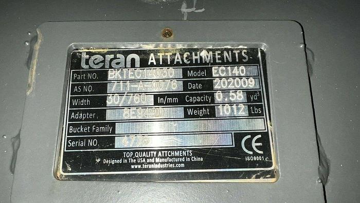 BKTEC14030  Teran Attachments 30" Excavator Digging Bucket 65MM Pins