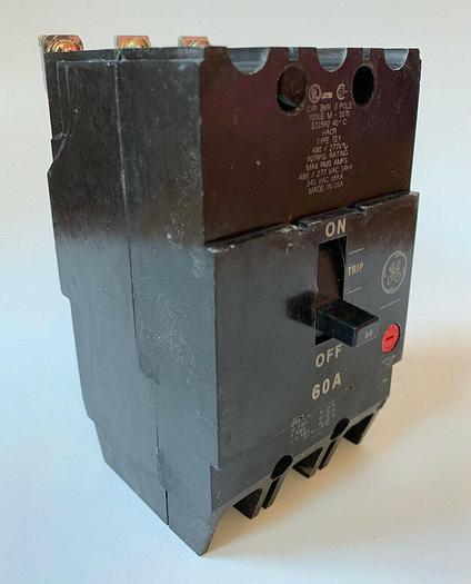 Used TEY360 GE 60 Amp 480V 3 Pole Bolt On Circuit Breaker General Electric 783164181074