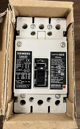 NEB3B030 Siemens 30 Amp 600V 35K Rated 3 Pole Bolt On Circuit Breaker  New