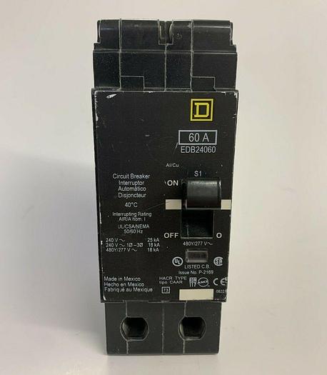 EDB24060 Square D 60 Amp 480V 2 Pole Bolt On Circuit Breaker New
