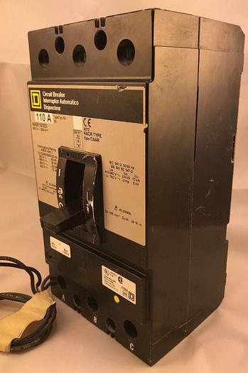 Used KAL361101021 Square D 110 Amp 600V 3 Pole Complete with 120-240V Shunt Trip