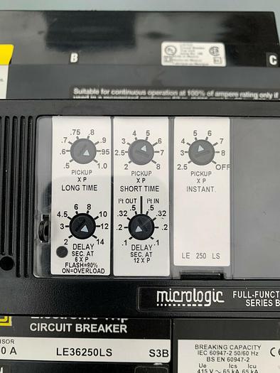 Used LE36250LS Square D 250 Amp 600V 3 Pole 65kA@480V ARP100 ILine Circuit Breaker