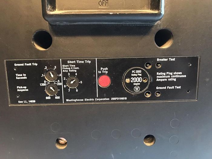 Refurbished PCG32000F Westinghouse 2000 Amp 600V 3 Pole Ground Fault BoltOn Circuit Breaker