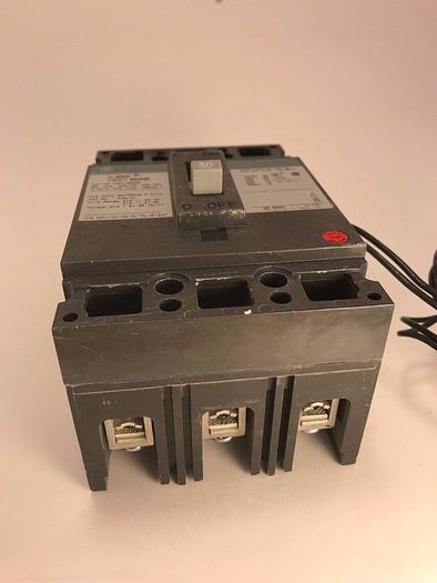 Used THED136050 GE 50 Amp 600V 3 Pole Bolt On Circuit Breaker with 120V Shunt Trip