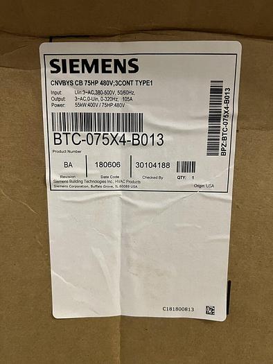 BTC-075X4-B013 Siemens 75 HP 480V Variable Frequency Drive 75 Horsepower New