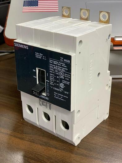 HGB3B020 Siemens 20 Amp 600V 3 Pole Bolt On Circuit Breaker 35K Rated New
