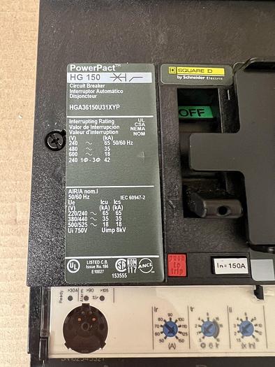 HGA36150U31X Square D 150 Amp 600V 3 Pole 35kA@480V ILine Circuit Breaker New 785901168461