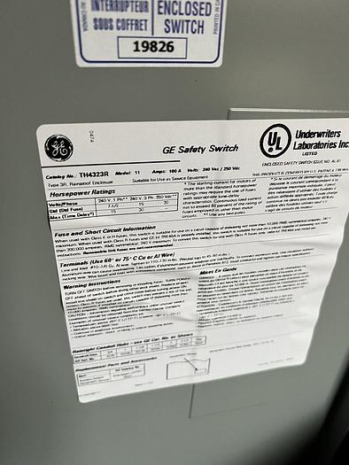 TH4323R GE 100 Amp 240V 3P Fusible Nema 3R Outdoor Rated Disconnect Switch New 783164009248