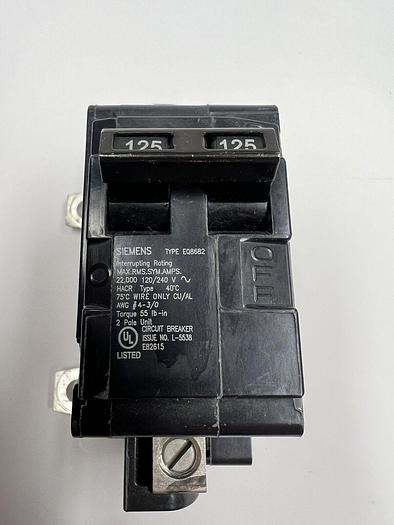 EQ8682 Siemens 125 Amp 240V 22K Rated Main Circuit Breaker MBK125A New