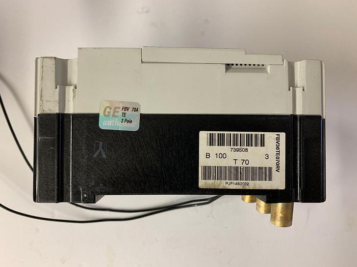 Used FBV36TE070RV GE 70 Amp 600V 3 Pole Bolt On Circuit Breaker FASHTKW Shunt Trip