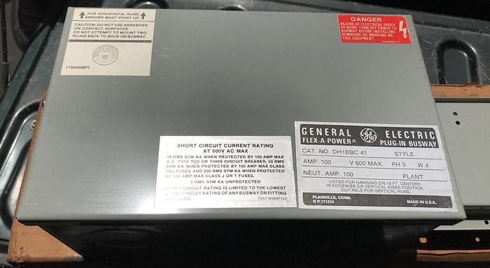 DH1BBC41 General Electric GE 100 Amp 600V 3 Phase 4 Wire Tap Box