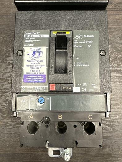 JDA36250SA Square D 250 Amp 600V 3 Pole 18kA@480V Circuit Breaker Shunt Trip
