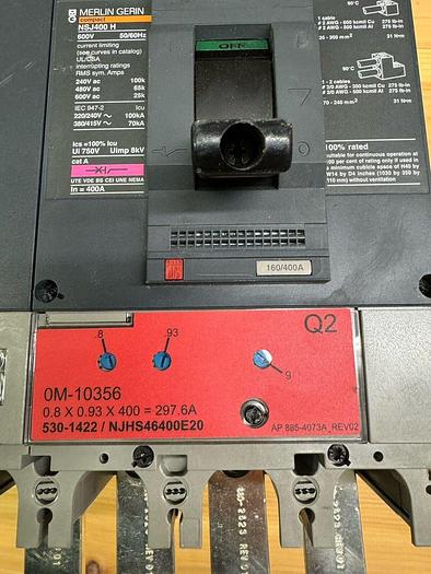 Used NSJ400H Merlin Gerin 400 Amp 600V 4 Pole Circuit Breaker STR23SP Trip Unit