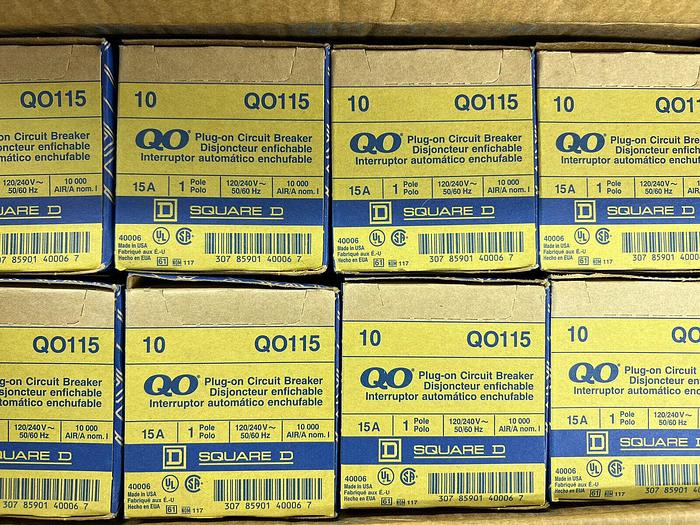 QO115 Square D 15 Amp 120V Single Pole Plug In Circuit Breaker New 785901400066