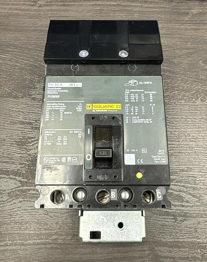 Used FH36060 Square D 60 Amp 600V 3 Pole 25kA@480V I-Line Circuit Breaker FH60A