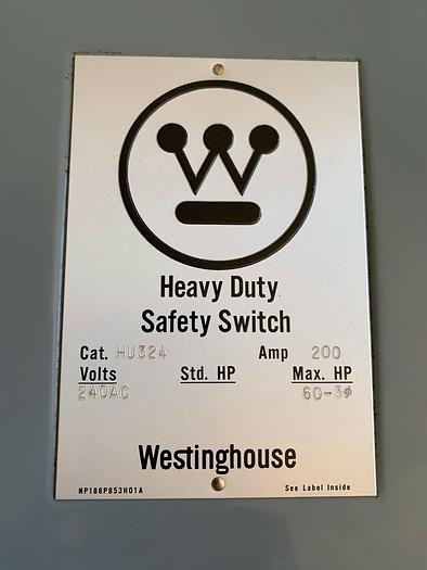 HU324 Westinghouse 200 Amp 240V 3 Pole Non Fused Nema 1 Indoor Disconnect New