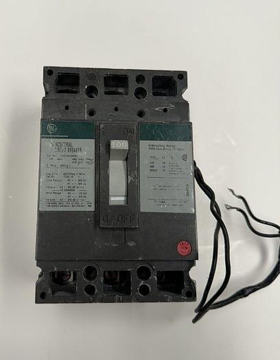 Used TED134100WLST1 GE 100 Amp 480V 3 Pole 120V Shunt Trip Type TED Feed Through Lugs