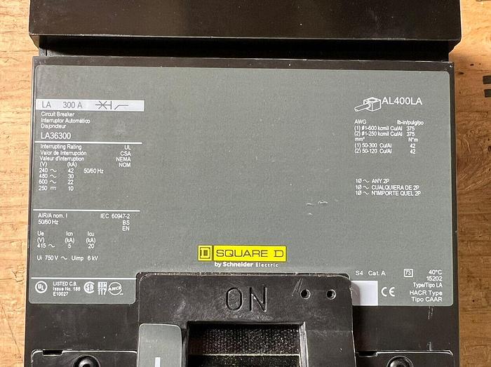 LA36300 Square D 300 Amp 600V 3 Pole 30kA@480V I-Line Circuit Breaker New
