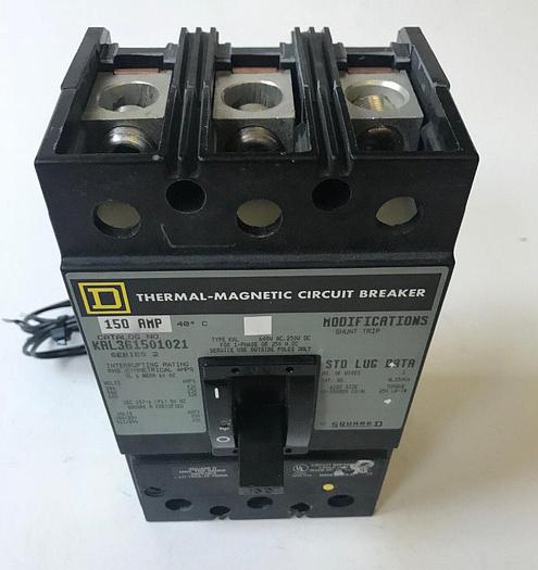 Used KAL361501021 Square D 150 Amp 600V 3 Pole 120V Shunt Trip Feed Thru