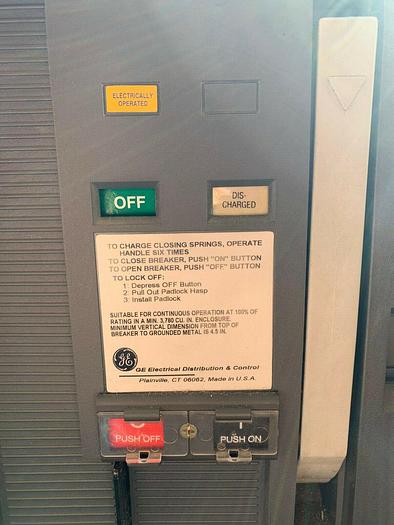 Used SSD16B216 GE 1600 Amp 600V 3 Pole Power Break II EO/DO Drawout Circuit Breaker