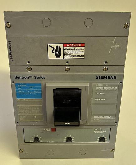 Used JXD23B300 Siemens 300 Amp 240V 3 Pole 65kA@480V Bolt On Circuit Breaker