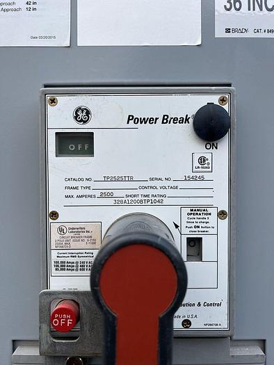 Used GE 2500 Amp Main Breaker Panelboard 480/277V 3 Phase Distribution Panelboard