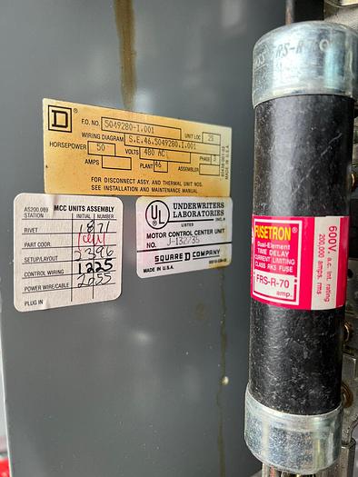 Used Square D Model 5 Size 3 Motor Control Bucket 8536SE01 18" Bucket Fusible