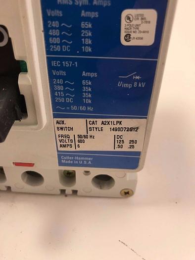 Used FD3150 Cutler Hammer 150 Amp 600V 3 Pole Bolt On Circuit Breaker A2X1LPK Aux 786679305799