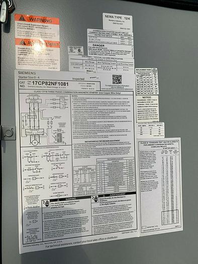 17CP82NF1081 Siemens 30 Amp Fusible Size 0 Nema 3R Combo Motor Starter Type 12/4