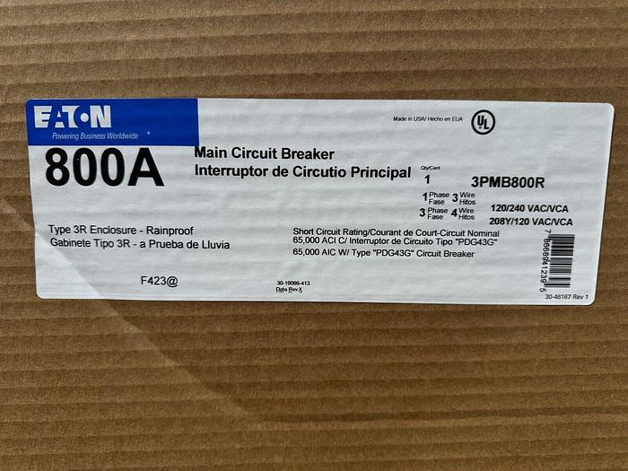 3PMB800R EATON Cutler Hammer 800 Amp Meter Main Breaker PDG43G0800FNNN New