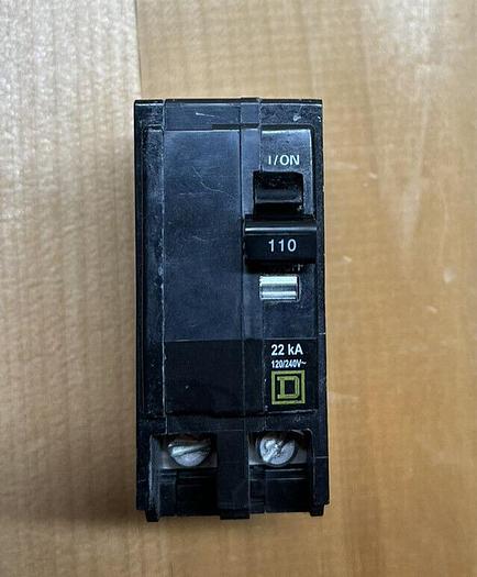 Used Up To 57: QO2110VH Square D 110 Amp 240V 2 Pole Plug In Circuit Breaker