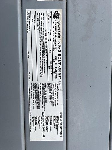 Used GE Spectra Series Panelboard 250 Amp 480/277V Main Lug Only APNB Hardware