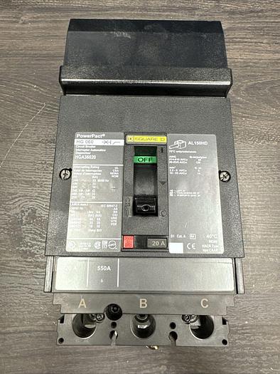 HGA36020 Sqaure D 20 Amp 600V 3 Pole 35kAA@480V I-Line Circuit Breaker New