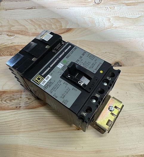 Used FA34100 Square D 100 Amp 480V 3 Pole 18kA@480V ILine Circuit Breaker