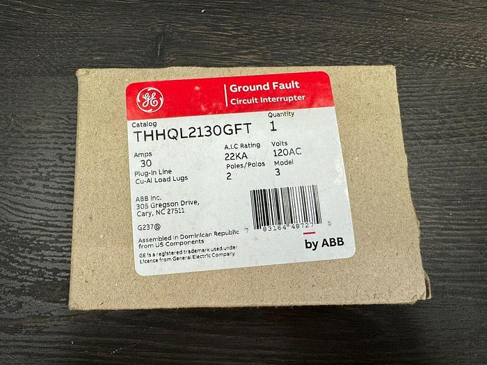 THHQL2130GFT GE 30 Amp 240V 22K Rated Plug in Ground Fault New